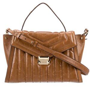 Michael Kors Whitney Tan Quilted Leather Large Satchel Handbag